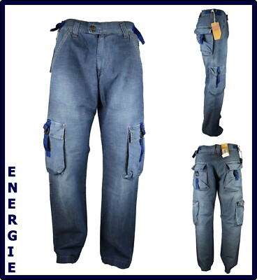Energie jeans uomo cargo con tasche laterali tasconi gamba larga