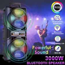 3000W Bluetooth Speaker LOUD BT Karaoke Portable Heavy Bass Stereo Sound  Mic
