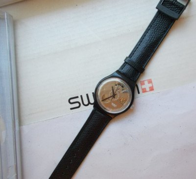 AUTOMATIC SWATCH '' BLACK MOTION '' '91     M I B     WOW RARE L@@K VINTAGE