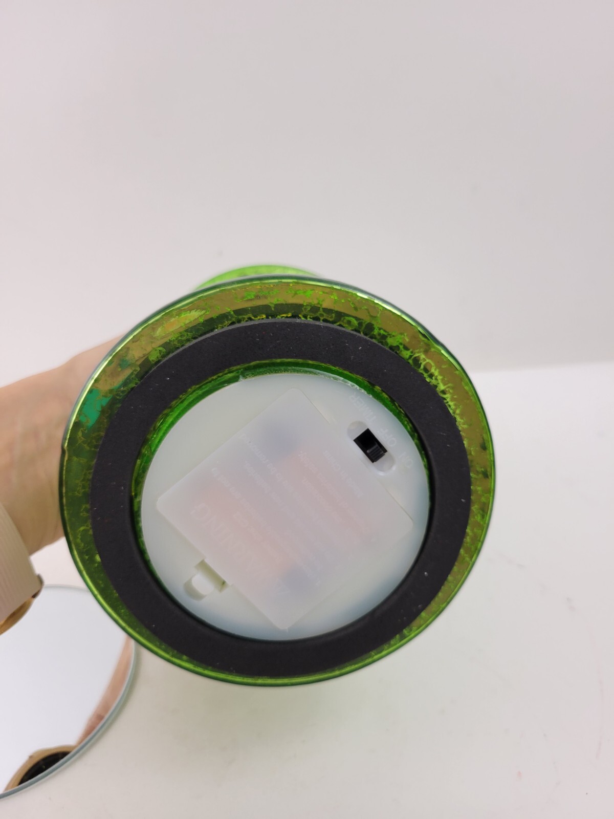 Mercury Glass Pedestal with Mirror Insert Green by Valerie