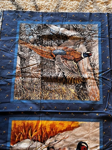 Quail Fabric Remnant 4 Large Blocks Nature’s Corner 42”x33” Fabri Quilt - Picture 2 of 8
