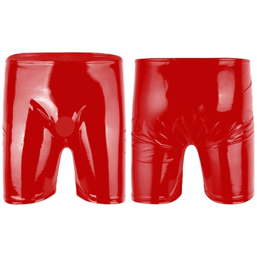 Herren Boxershorts mit Penisloch Slip Pants Lack Leder Wetlook Unterwäsche Sexy - Bild 7 von 15