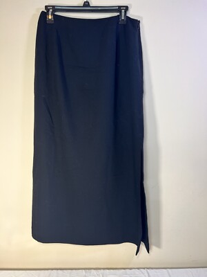 Jones New York Vintage Black Wool Long Formal Skirt with Back Slit Size 12  Slit