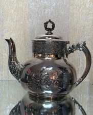 Quadruple Silver Plate Ornate Teapot 8" Tall by Homan 2014