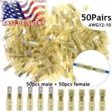 12-10AWG Heat Shrink Male Female Spade Terminal Wire Crimp Connectors100PCS