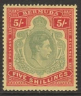 Bermuda sg118e MINT p14 5/- green & red on pale yellow ordinary
