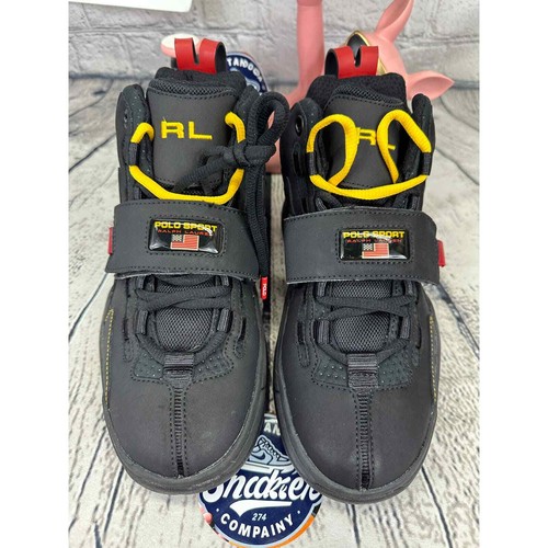 Polo Ralph Lauren PS100 Sneakers Mens 7 | Womens 8.5 Black Sport Nubuck Shoes - Picture 3 of 9