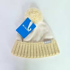 Columbia Sweater Weather Pom Beanie Hat Cap Fleece Lined Ivory Cream Off-White