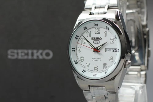 Vintage [Dead stock] Seiko 5 7S26-02C0 SNK579J1 White Dial AT Watch From JAPAN