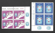 Panama 1968 MNH Winter Olympic Games Grenoble 6 Values Corner Blocks of 4 & 2 MS