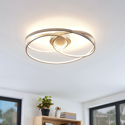 Lindby Deckenlampe Deckenleuchte LED Joline Nickel Metall rund spiralförmig 6912