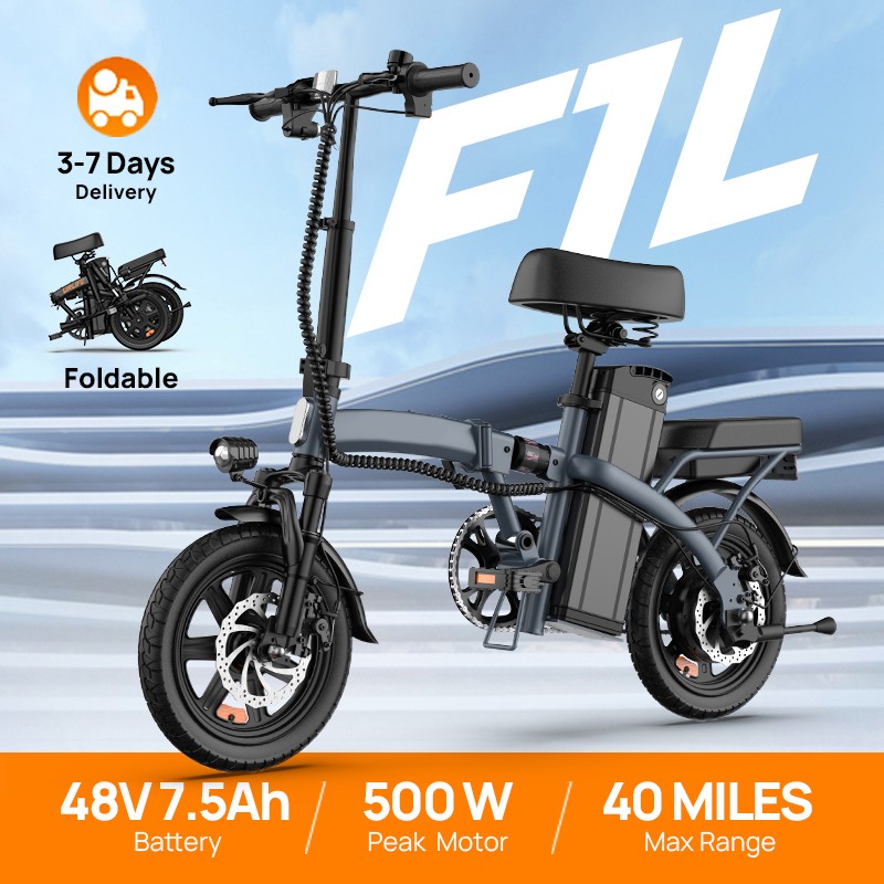 14" Folding Electric Bike 500W Motor 48V 7.5Ah Battery Adult Commuter UL2849