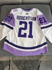Adidas Jason Robertson #21 Hockey Fights Cancer Autographed Jersey White/Purple