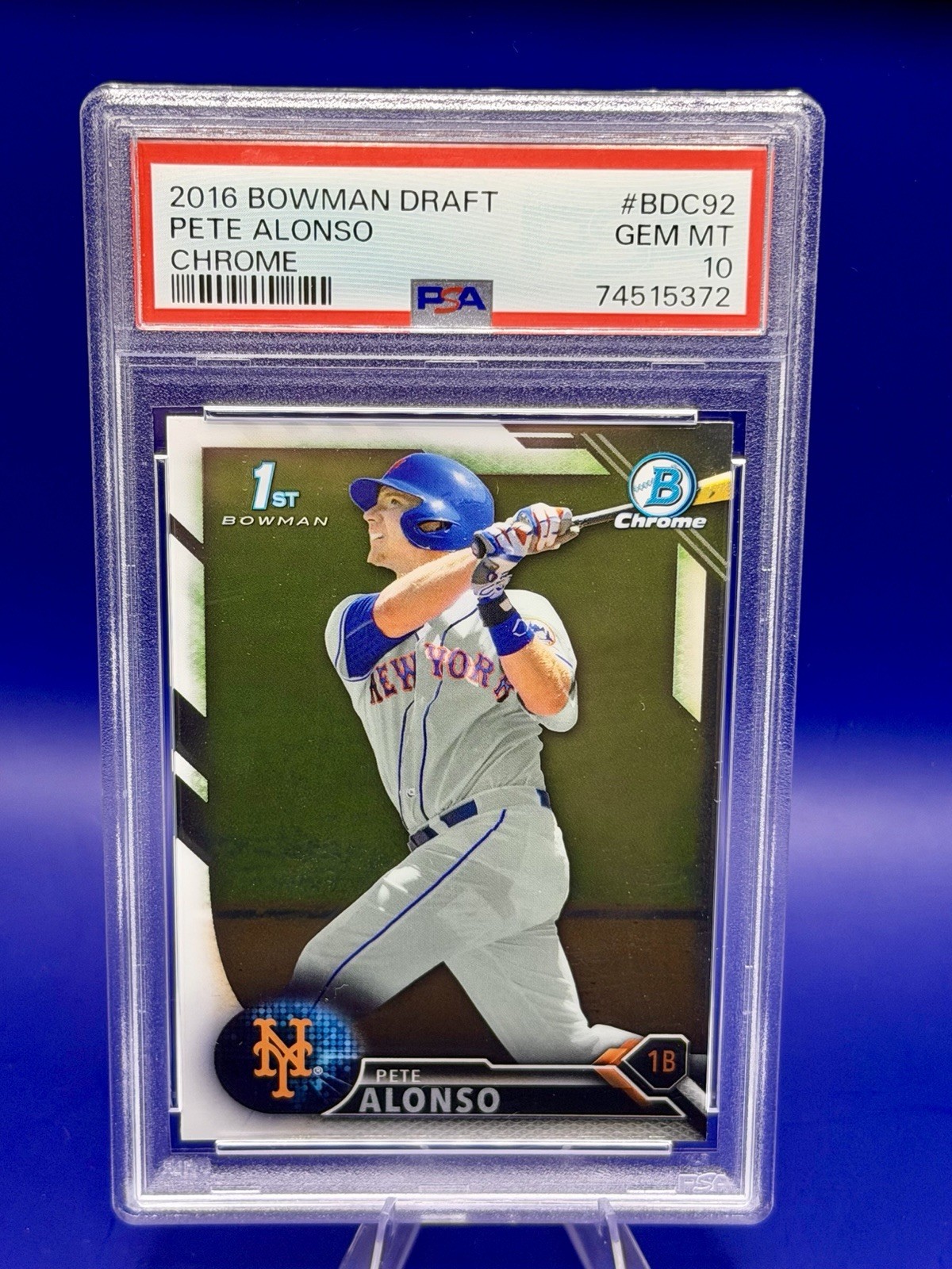 Pete Alonso Mets 2016 Bowman Draft Chrome Draft Picks #BDC-92 RC Rookie PSA 10