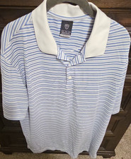 Nike Dri-FIT UV XL Blue White Striped Men's Golf Polo Shirt Short Sleeve