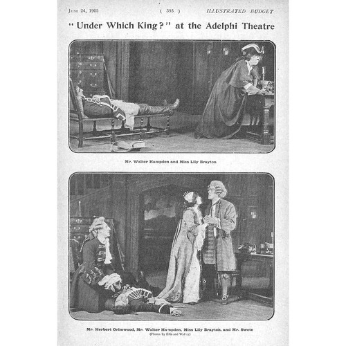 Szenen aus "Unter welchem König" im Adelphi Theater - antiker Druck 1905