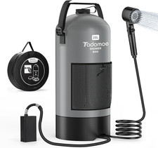 Portable Camping Shower with Battery Powered Pump, 5 Gal/20L Solar Heated Camp S