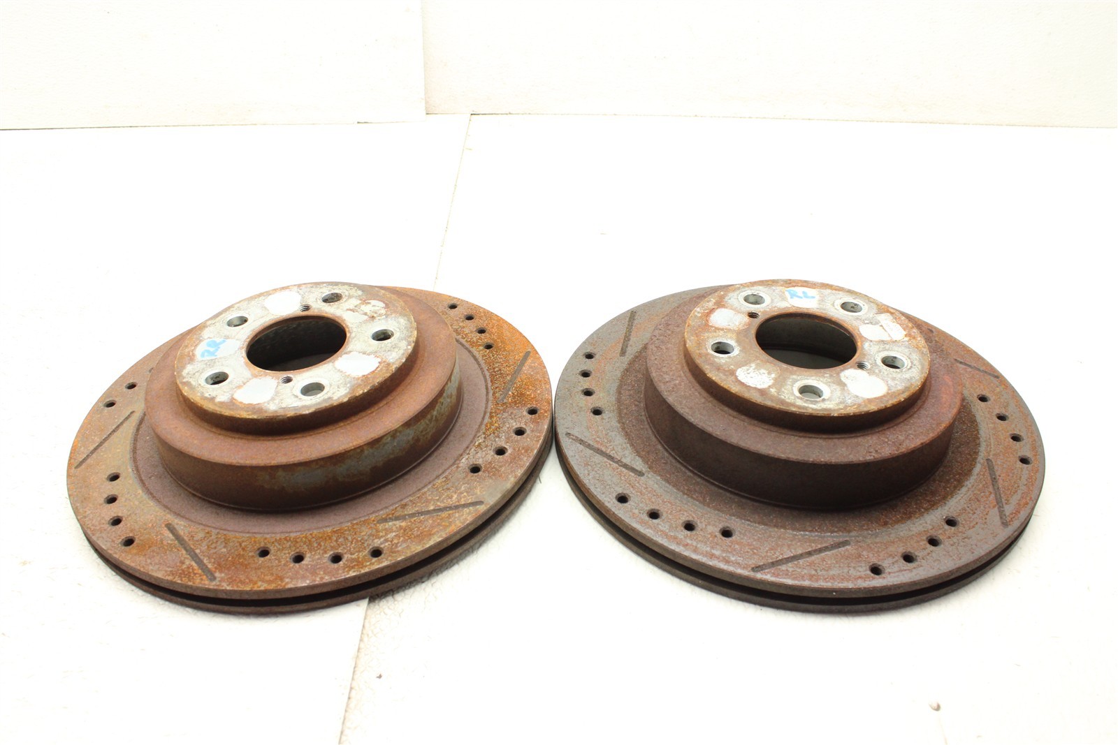 2006-2007 Subaru Impreza WRX Rear Slotted Brake Rotors Rotor Set OEM 06-07