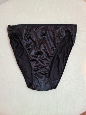 New VTG Hanes Silky Second Skin Classic Hi-cut Bikini Panty Size Lg Black