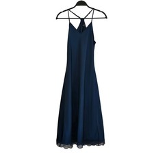 41 Hawthorne Navy Blue Lace Trim Slip Dress Midi Spaghetti Strap S