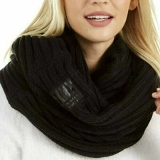 DKNY Fleece-Lined Knit Infinity Scarf, Black
