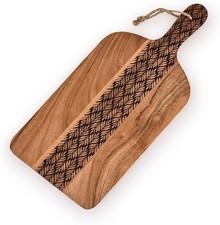 Acacia Wood Cutting Board with Handle 15x7x0.75 Inch for Meat Cheese
