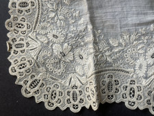 19C LACE WEDDING HANDKERCHIEF Handmade Intricate