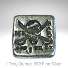 .999 Fine Silver 1 Troy Ounce Stackable Bar - Silver Skull Design MK Barz
