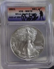 2021 US Silver Eagle $1 ICG MS70 Military Signed 22 of 250