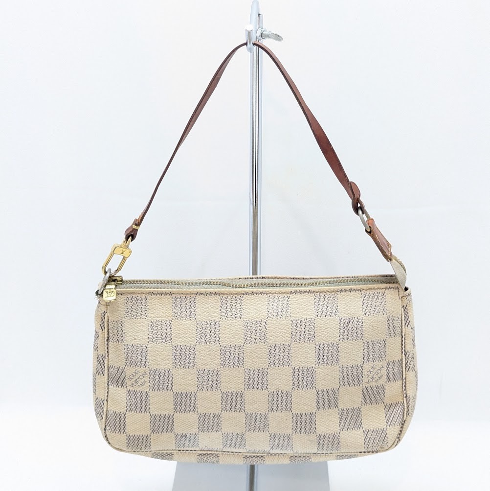 LOUIS VUITTON Damier Azur Pochette Accessoires Pouch White N51986