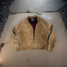 Vtg Polo Ralph Lauren Suede Leather Jacket Cowboy Western Button Up Plaid Men M