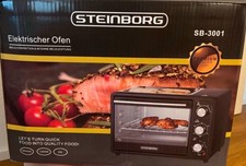 Steinborg 3 in 1 Mini-Backofen mit Grillplatte 20 Liter Pizzaofen Backofen NEU
