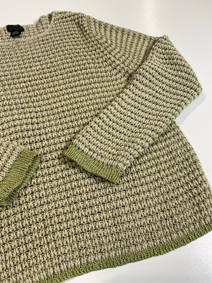 Suéter de Colección Sigrid Olsen Grueso Tejido Waffle Talla M/L F Seda Elastizado Años 90 Foto 2 de 4