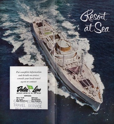 1950s Delta Line DEL MAR, DEL SUD & DEL NORTE Interiors Brochure w/ Deck Plans