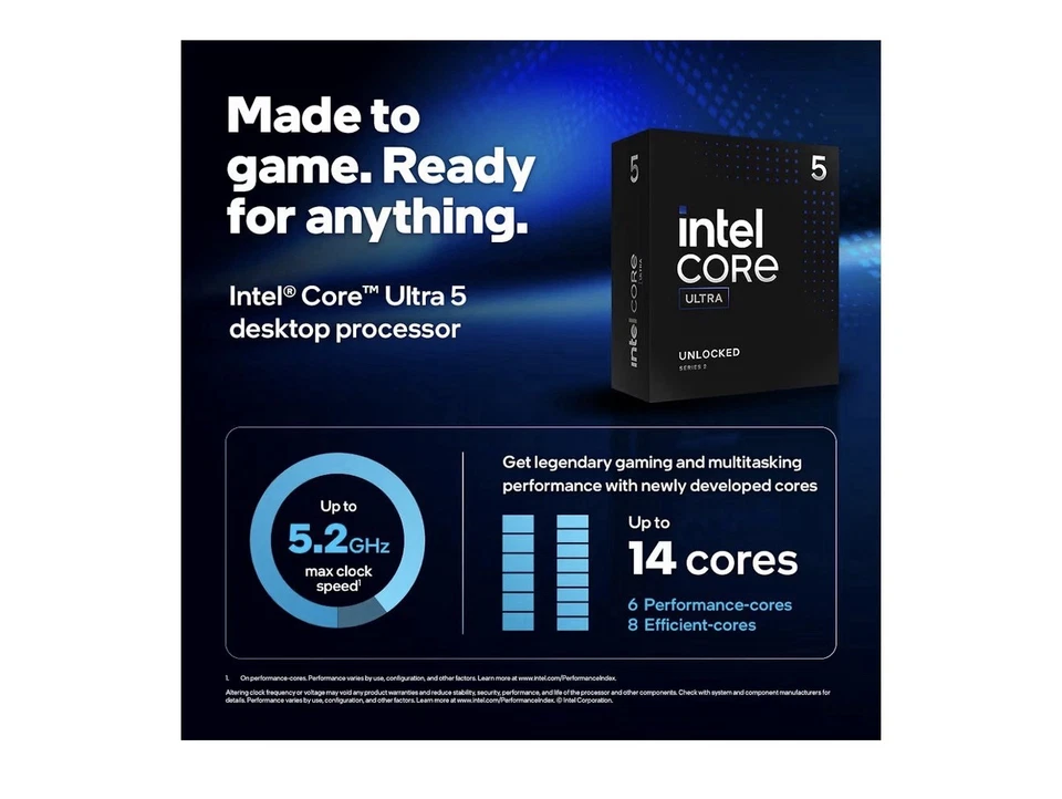 Intel Core Ultra 5 245K - (Series 2) Arrow Lake 14-Core (6P+8E), LGA1851 - NEW - Image 2 of 4