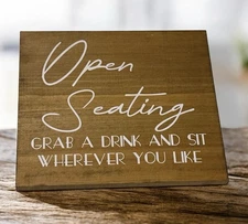 Wedding sign, Open Seating  12x13 Wood, Rustic Sign