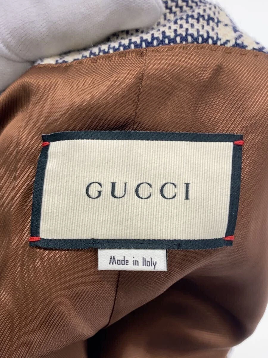 GUCCI Altro Poncho Cappotto 38 Lana Navy Check 608841