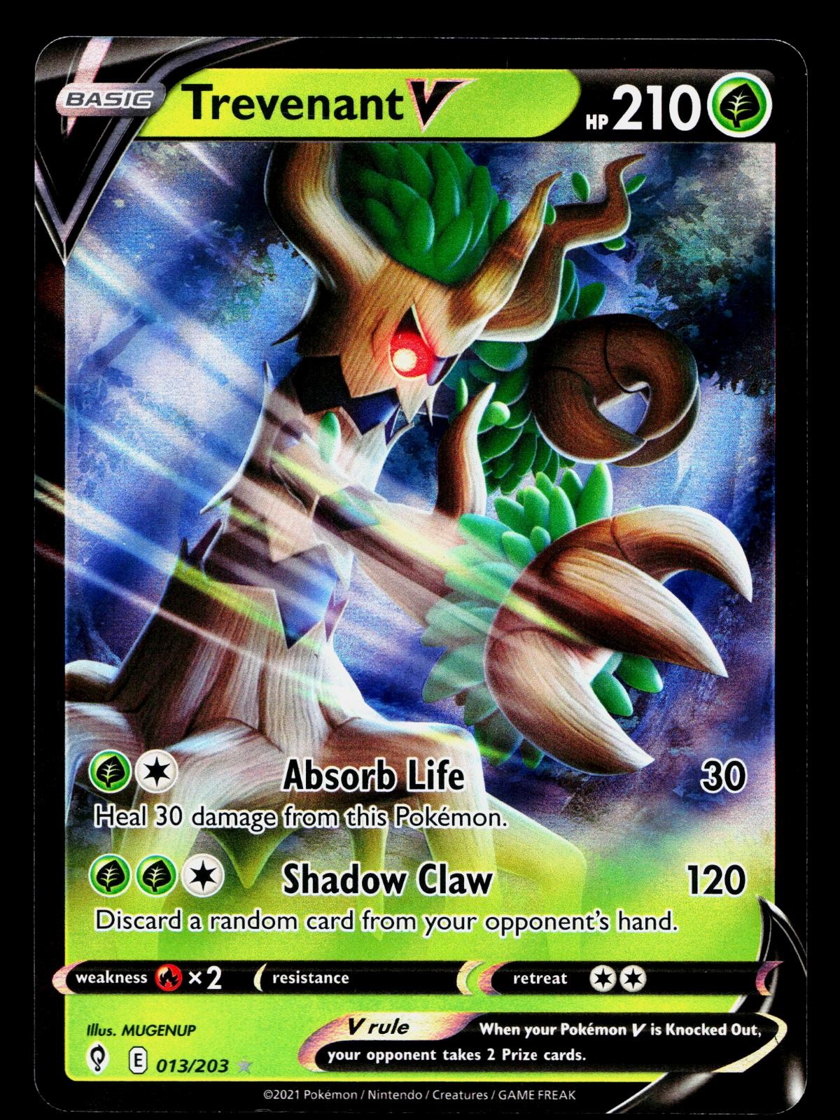 Trevenant V 013/203 Holo V Rare Evolving Skies Pokemon Near Mint