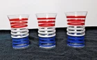 3 Vintage Anchor Hocking Red White & Blue Betsy Ross Striped Tumblers 4 5/8"