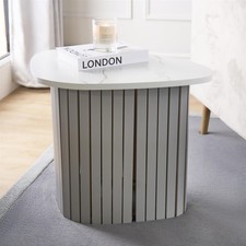 OHS Madison Side Table Ribbed Wood Effect Corner Bedside Coffee Table