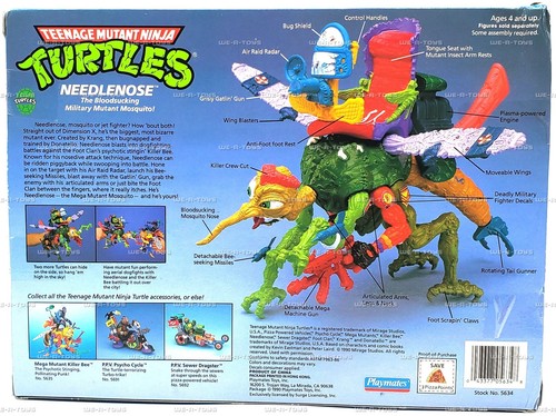 TMNT Needlenose Bloodsucking Military Mutant Mosquito Figure 1990 Playmates 5634 - Picture 3 of 12