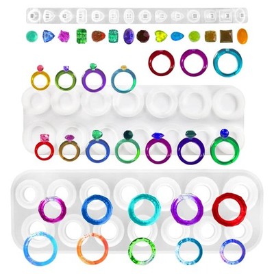 Silicone Ring Mold 3 Pcs Epoxy Resin Diamond Jewelry Mold for Crafts and Rings