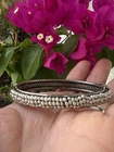 Vintage Silver Filigree Plated Miriam Haskell Hinged Baby Pearl Bangle Bracelet