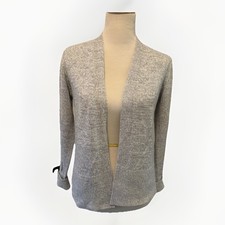 Loft Gray XS Open Front Long Sleeve Cardigan Knit Sweater Pockets