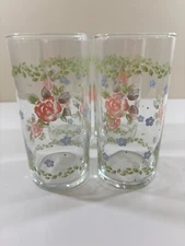 Vintage Pfaltzgraff  16 oz Tumbler Juice Glasses Tea Rose Pattern 6" H Set of 4