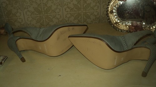 LIGHT BLUE GENUINE LEATHER PUMPS SLINGBACKS STILETTOS*EU38*US7.5*UK5 - Picture 4 of 4
