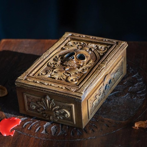 Gothic Skull Tarot Box - Ornate Decorative Storage for Tarot Cards, Trinkets - Picture 7 of 8