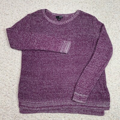ウェア ann ANA Womens Sweater sz XL Purple Open Knit Long Sleeve Crew