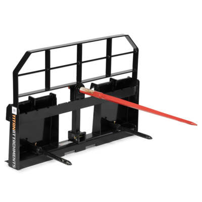 Titan Attachments Pro Series Hay Frame, 39'' Hay Bale Spear and Stabilizers, SSQA