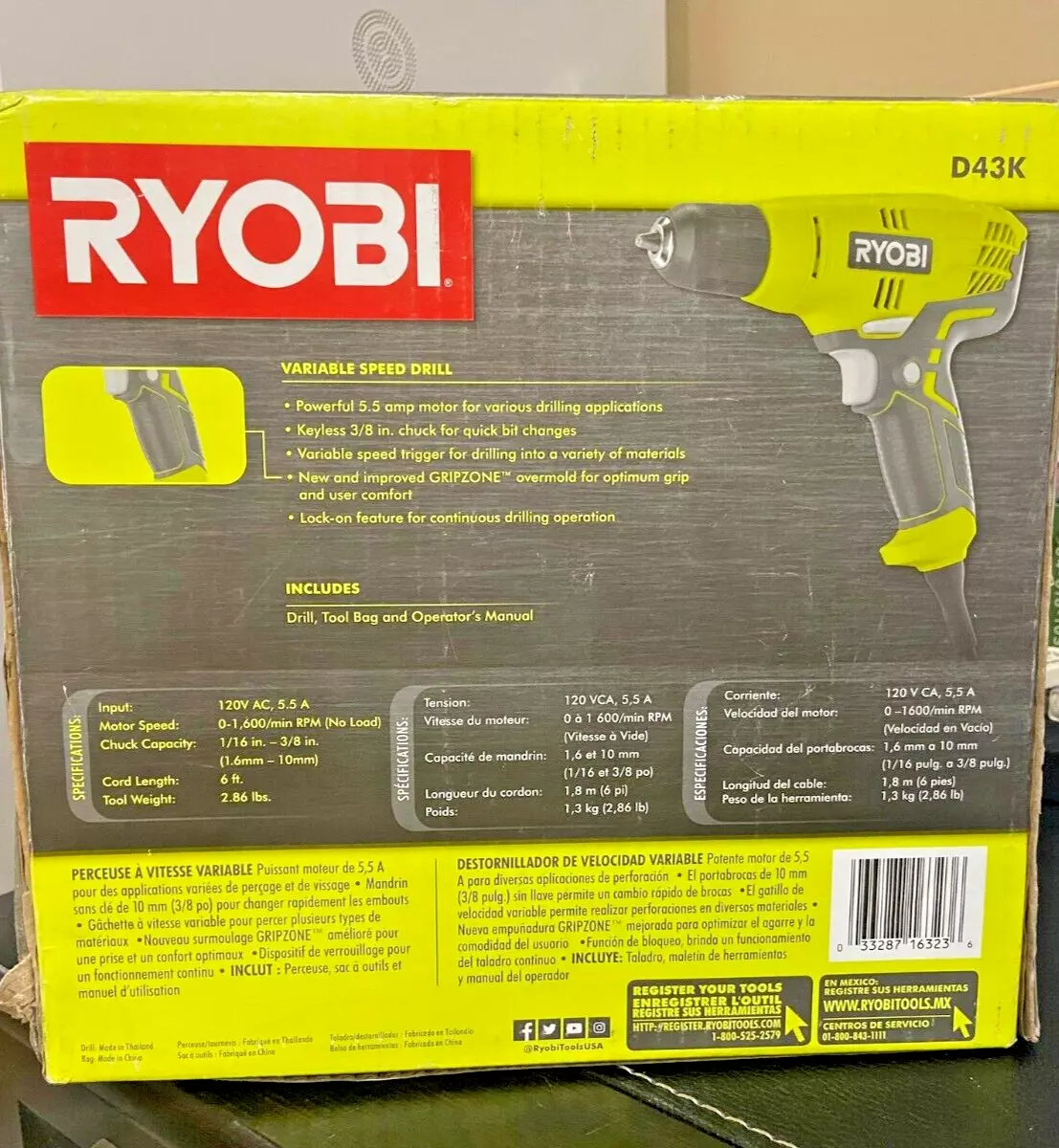 Ryobi Variable Speed Drill D43K eBay